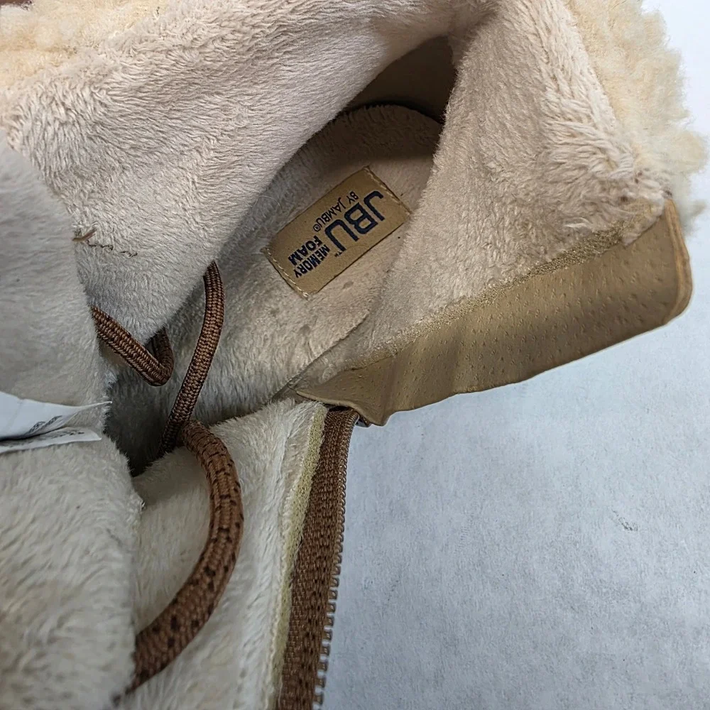 Womens Leather Ankle Boots Size 8 JBU by Jambu Redrock Brown Sherpa Lace Zip Up